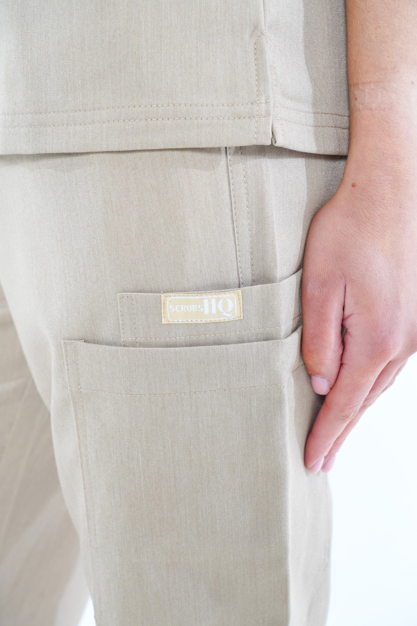 Beige Jogger Scrub Set