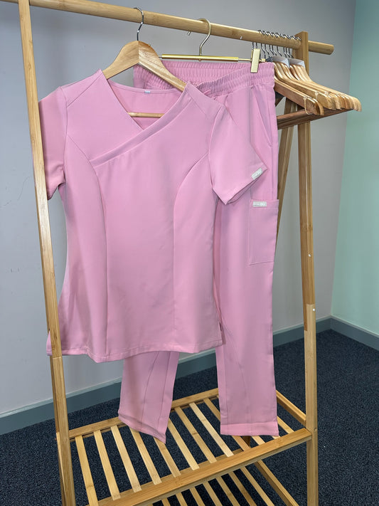 Sculpted Straight Leg Scrub Set Pink - SALE