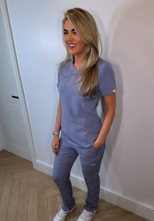 Sculpted Straight Leg Scrub Set Powder Blue - SALE