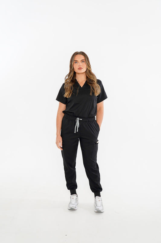 Black Jogger Scrub Set