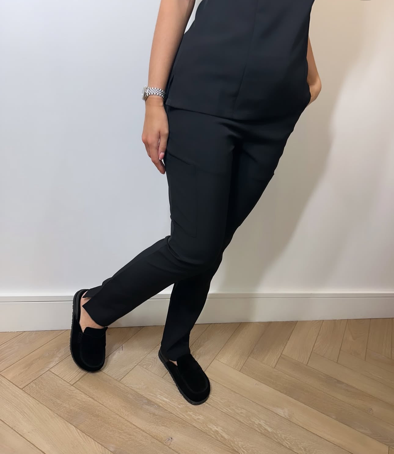 Sculpted Straight Leg Scrub Set Black - SALE