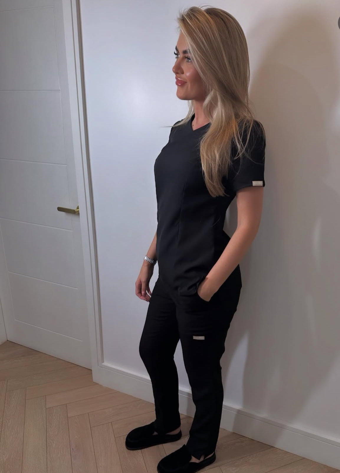 Sculpted Straight Leg Scrub Set Black - SALE
